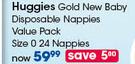Huggies Gold New Baby Disposable Nappies Value Pack Size 0 24's-Per Pack