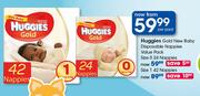 Huggies Gold New Baby Disposable Nappies Value Pack Size 0 24's-Per Pack