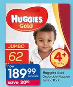 Huggies Gold Disposable Nappies Jumbo Pack-62's Per Pack