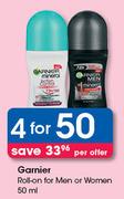 Garnier Roll On For Men Or Women-4 x 50ml