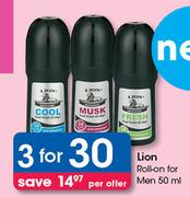 Lion Roll On For Men-3 x 50ml