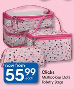 Clicks Multicolour Dots Toiletry Bags-Each