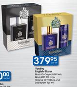 Yardley English Blazer Black Or Original Gift Sets:Black EDP-100ml Or Original EDT 100ml & Deodorant