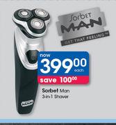 Sorbet Man 3-In-1 Shaver-Each