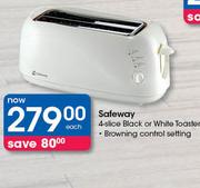 Safeway 4-Slice Black Or White Toaster-Each