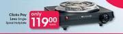 Clicks Pay  Less Single Spiral Hotplate-Each