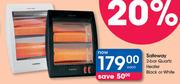Safeway 2 Bar Quartz Heater (Black Or White)-Each