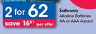 Safeway Alkaline Battries AA Or AAA -2x4Pack
