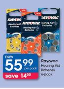 Rayovac Hearing Aid Batteries 6 Pack-Per Pack