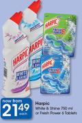 Harpic White & Shine 750ml Or Fresh Power 6 Tablets-Each
