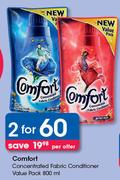 Comfort Concentrated Fabric Conditioner Value Pack-2 x 800ml