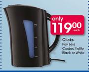 Clicks Pay Less Corded Kettle Black Or White-Each