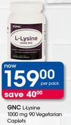 GNC L-lysine 1000mg Vegetarian Caplets-Per Pack