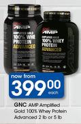 GNC AMP Amplified Gold 100% Whey Protein Advanced 2lb Or 5lb-Each