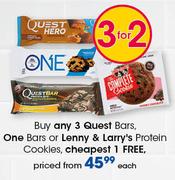 Quest Bars, One Bars Or Lenny & Larry's Protein Cookies-Each