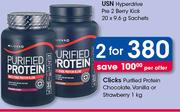 Clicks Purified Protein Chocolate, Vanilla Or Strawberry-2 x 1Kg