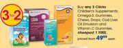 Clicks Children's Supplements: Omega-3 Gummies/Chews/Drops,Cod Liver Oil Emulsion & VitaC Gummies-EA