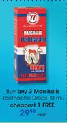 Marshalls Toothache Drops-10ml Each