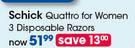 Schick Quattro For Women 3 Disposable Razors-Each