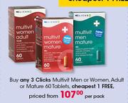 Clicks Multivit Men Or Women, Adult Or Mature-60 Tablets Per Pack