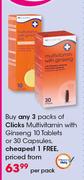 Clicks Multivitamin With Ginseng 10 Tablets Or 30 Capsules-Per Pack