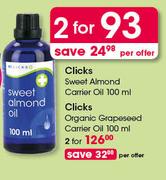 Clicks Organic Grapeseed Carrier Oil-2x100ml Per Offer