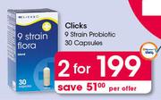 Clicks 9 Strain Probiotic 30 Capsules-For 2