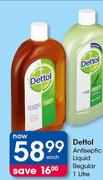 Dettol Antiseptic Liquid Regular-1Ltr Each