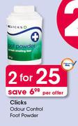 Clicks Odour Control Foot Powder-For 2