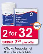Clicks Paracetamol Box Or Tub-2 x 24 Tablets