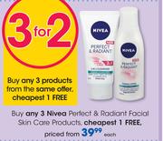 Nivea Perfect & Radiant Facial Skin Care Products-Each