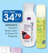 Johnson's Vita Rich Body Lotion Or Tissue Oil Products-Each