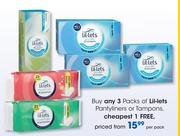  Lil-Lets Pantyliners Or Tampons-Per Pack