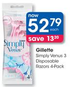 Gillette Simply Venus 3 Disposable Razors-4 Pack