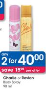 Charlie Or Revlon Body Spray-2x90ml