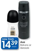 Axe Roll-Ons Or Aerosols-Each