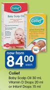 Colief Baby Scalp Oil-30ml, Vtamin D Drops-20ml Or Infant Drops-15ml Each