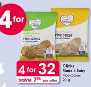 Clicks Made 4 Baby Rice Cakes-4 x 20g