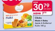 Clicks Made 4 Baby Apple & Butternut Rusks-140g Per Pack