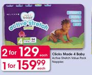 Clicks Made 4 Baby Active Stretch Value Pack Nappies-Each
