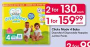 Clicks Made 4 Baby Dryprotect Disposable Nappies Jumbo Pack-Each