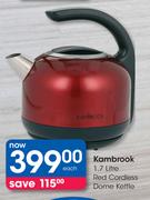Kambrook 1.7Ltr Red Cordless Dome Kettle-Each