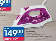 Safeway 1600 Watt Steam Iron With Stainless Steel Soleplate-Each