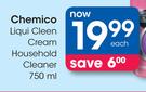 Chemico Liqui Cleen Cream Household Cleaner-750ml Each