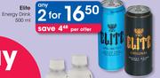 Elite Energy Drink-2x500ml Per Offer