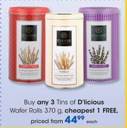 Tins Of D’Licious Wafers Rolls-370g Each