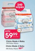 Clicks Made 4 Baby 480 Baby Wipes-Per Pack