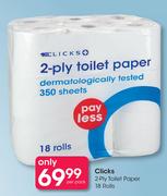 Clicks 2-Ply Toilet Paper 18 Rolls-Per Pack