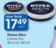 Nivea Men Creme Tins-30ml Or 150ml Each