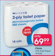 Clicks 2-Ply Toilet Paper 18 Rolls-Per Pack